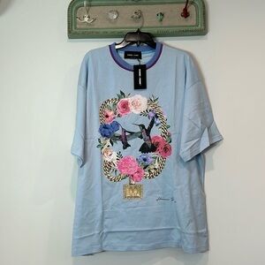 HOMME+FEMME PARADISE CHAIN TEE soft blue short sleeve T-shirt men XXL new w/tag